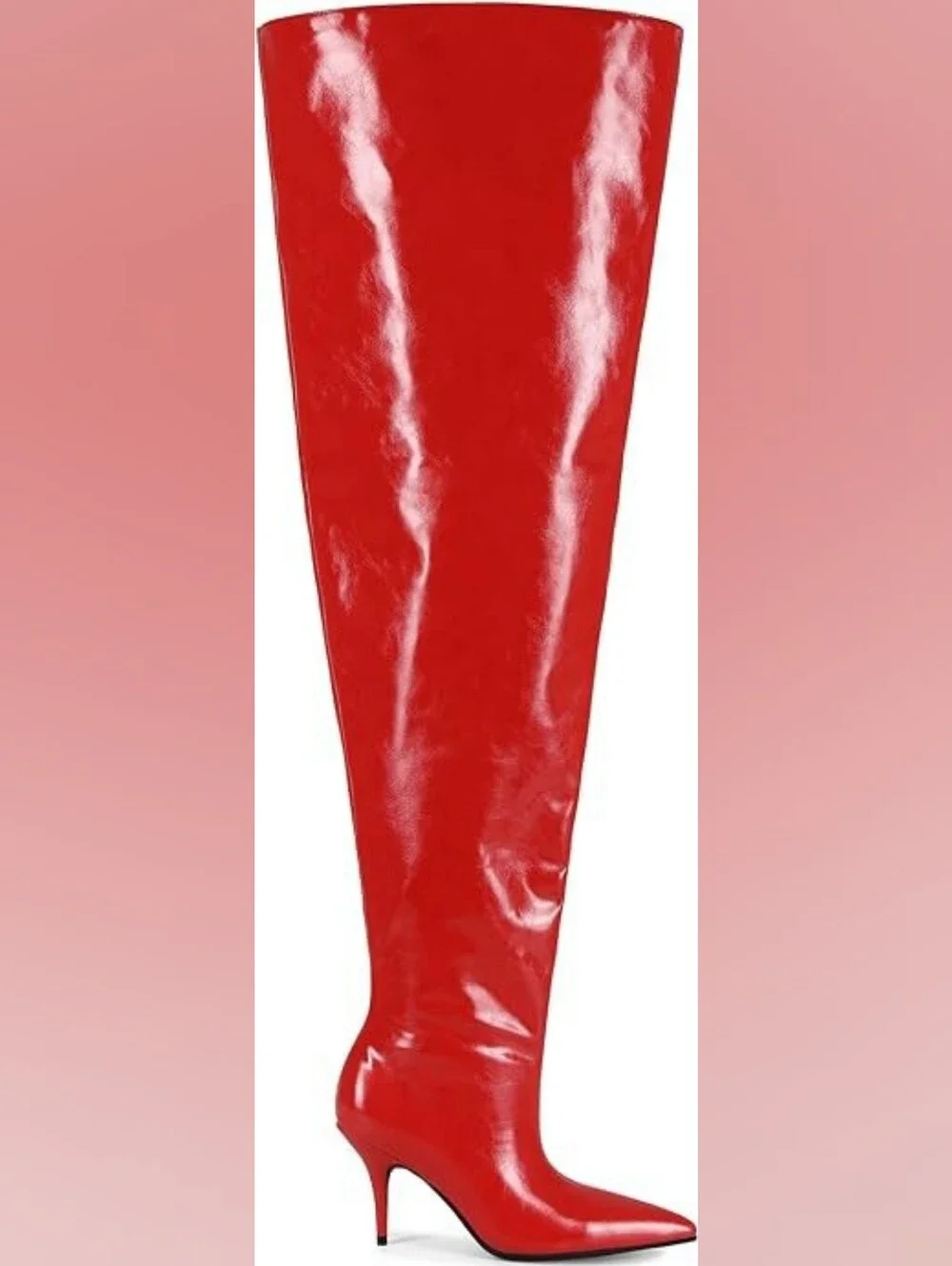 Sexy Red Slouchy Thigh High Semi Kitten Stiletto Boots